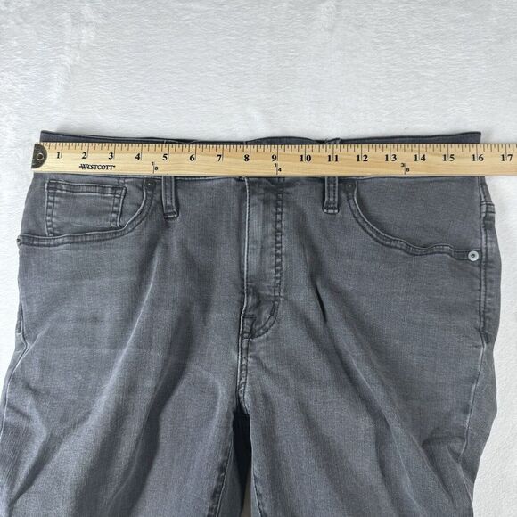 Madewell Womens 9" Mid Rise Skinny Jeans Size 31P Raw Hem Distressed Black Denim - Picture 12 of 14